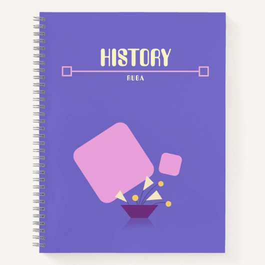Purple Notebook with yellow geometric flowers  Notitieboek (Voorkant)