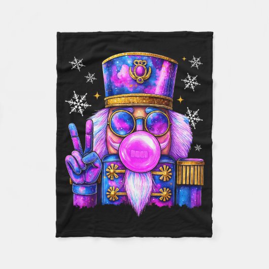 Purple Nutcracker Blowing Bubble Gum Cute Christma Fleece Deken (Voorkant)