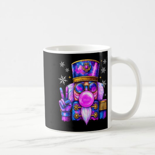 Purple Nutcracker Blowing Bubble Gum Cute Christma Koffiemok (Rechts)