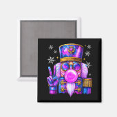 Purple Nutcracker Blowing Bubble Gum Cute Christma Magneet (Voorkant / Achterkant)