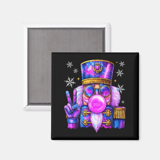 Purple Nutcracker Blowing Bubble Gum Cute Christma Magneet (Voorkant / Achterkant)