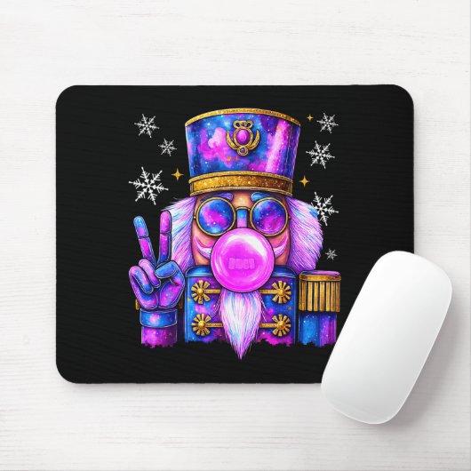 Purple Nutcracker Blowing Bubble Gum Cute Christma Muismat (Met muis)