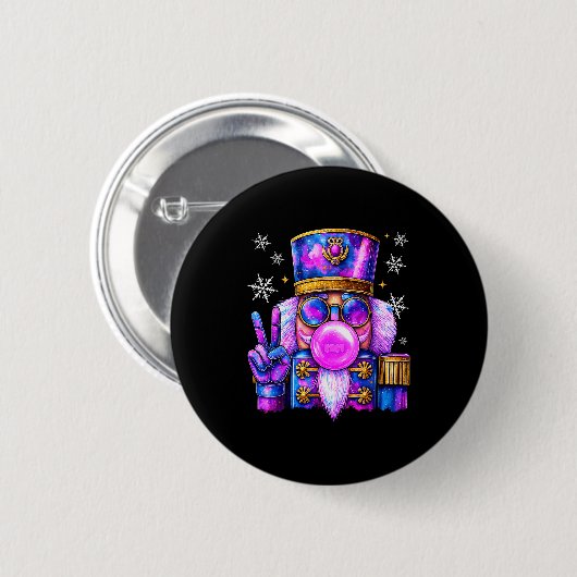 Purple Nutcracker Blowing Bubble Gum Cute Christma Ronde Button 5,7 Cm (Voorkant /achterkant)
