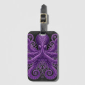 Purple Octopus Victorian Steampunk Kraken Bagagelabel (Voorkant (verticaal))