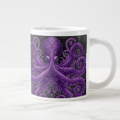 Purple Octopus Victorian Steampunk Kraken  Grote Koffiekop (Rechts)