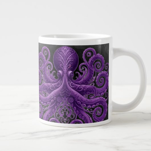Purple Octopus Victorian Steampunk Kraken Grote Koffiekop (Rechts)