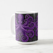 Purple Octopus Victorian Steampunk Kraken  Koffiemok (Voorkant links)