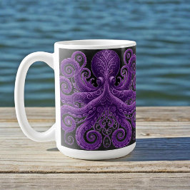 Purple Octopus Victorian Steampunk Kraken Koffiemok