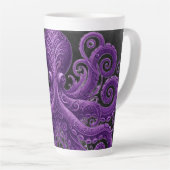 Purple Octopus Victorian Steampunk Kraken  Latte Mok (Rechterhoek)