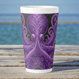 Purple Octopus Victorian Steampunk Kraken Latte Mok