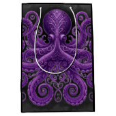 Purple Octopus Victorian Steampunk Kraken  Medium Cadeauzakje (Voorkant)