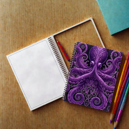 Purple Octopus Victorian Steampunk Kraken  Notitieboek