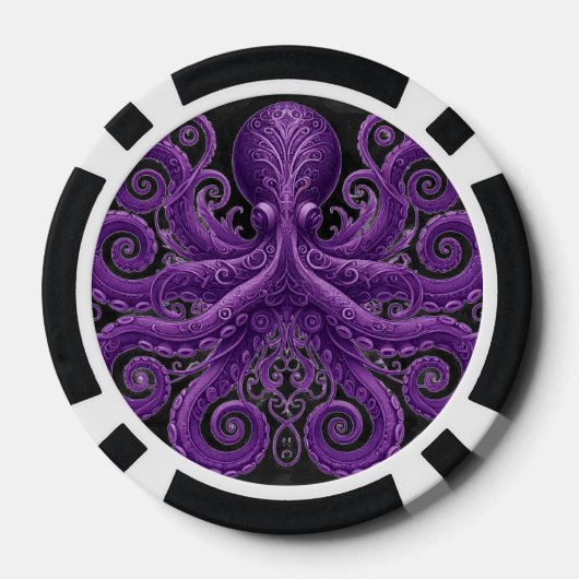 Purple Octopus Victorian Steampunk Kraken  Poker Chips (Achterkant)