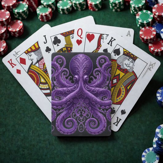 Purple Octopus Victorian Steampunk Kraken  Pokerkaarten