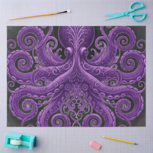 Purple Octopus Victorian Steampunk Kraken  Tissuepapier (Craft)