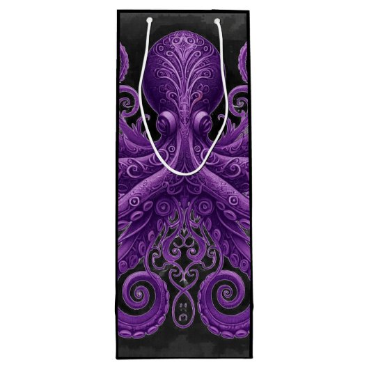 Purple Octopus Victorian Steampunk Kraken Wijn Cadeautas (Achterkant)