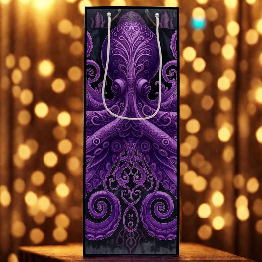 Purple Octopus Victorian Steampunk Kraken  Wijn Cadeautas