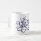 Purple Octopus White Bow Koffiemok (Voorkant links)