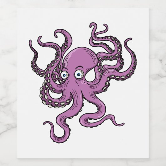 Purple Octopus Wijn Etiket (Enkel label)