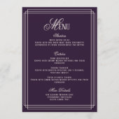 Purple Old Money Wedding Menu Card Kaart (Voorkant)