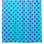 Purple On Blue Polka Dots Pattern Design Douchegordijn (Voorkant)