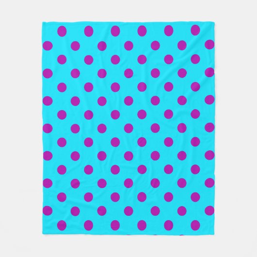 Purple On Blue Polka Dots Pattern Design Fleece Deken (Voorkant)