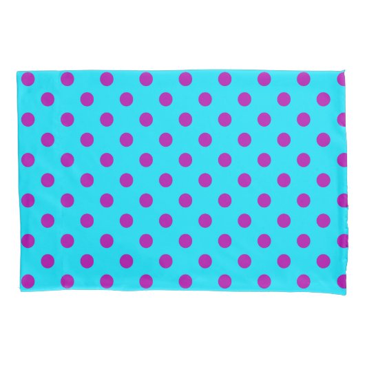 Purple On Blue Polka Dots Pattern Design Kussensloop (Voorkant)
