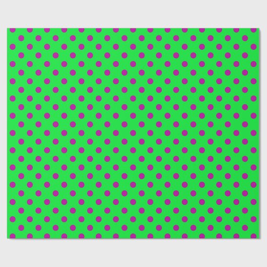 Purple On Green Polka Dots Pattern Design Cadeaupapier (Vlak)
