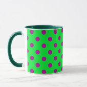 Purple On Green Polka Dots Pattern Design  Mok (Links)