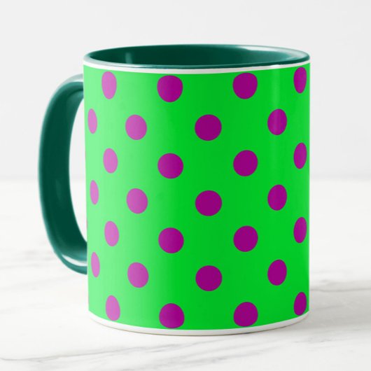 Purple On Green Polka Dots Pattern Design  Mok