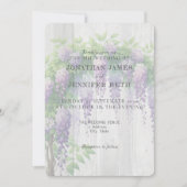 Purple on Wood Wisteria Floral Wedding Invitation Kaart (Voorkant)