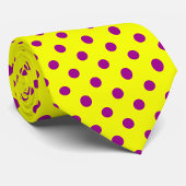 Purple On Yellow Polka Dots Pattern Design  Stropdas