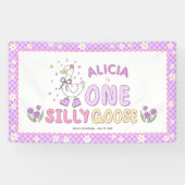 Purple One Silly Goose-Girl 1st Birthday Backdrop Spandoek (Horizontaal)
