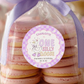 Purple One Silly Goose - Girl's first birthday Ronde Sticker
