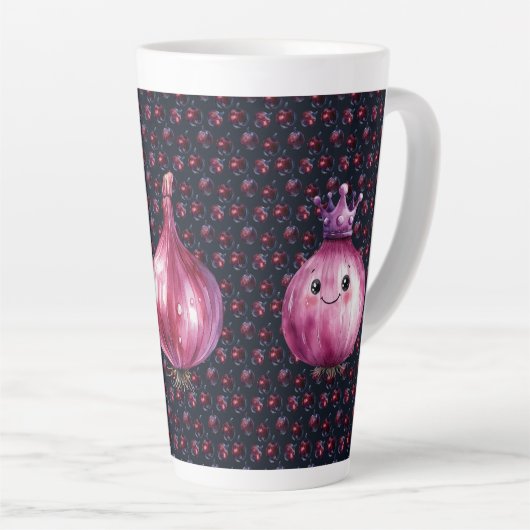 Purple Onion Queen Ceramic Large Latte Mug Latte Mok (Rechterhoek)