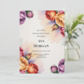 Purple Orange and Red Roses Bachelorette Party Kaart (Staand voorkant)