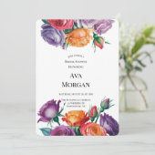 Purple Orange and Red Roses Bridal Shower Kaart (Staand voorkant)
