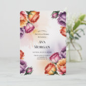 Purple Orange and Red Roses Brunch & Bubbly Kaart (Staand voorkant)