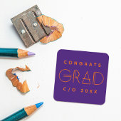 Purple Orange Grad Typography Graduation Sticker