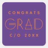 Purple Orange Grad Typography Graduation Sticker (Voorkant)