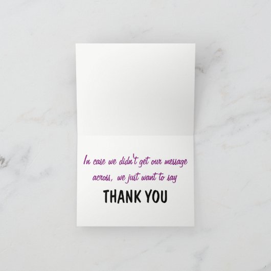 Purple Orange Multilingual Word Cloud Typography Bedankkaart (Binnen)