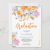 Purple Orange photo Boho floral graduation Kaart (Voorkant)
