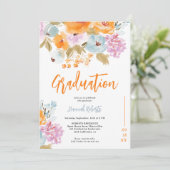 Purple Orange photo Boho floral graduation Kaart (Staand voorkant)