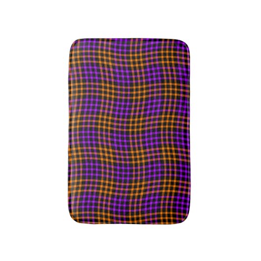 Purple Orange Plaid Checker Seamless Pattern Badmat (Voorkant Verticaal)