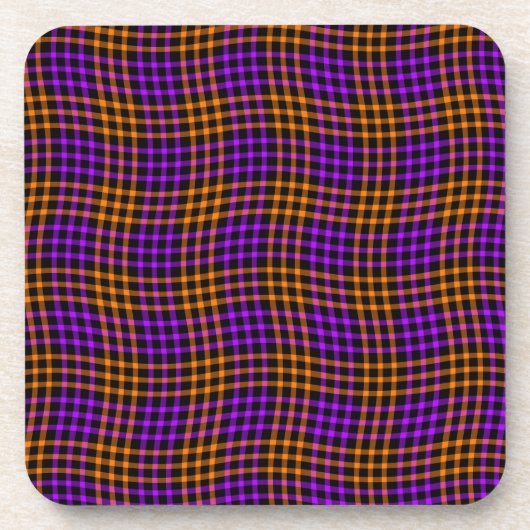 Purple Orange Plaid Checker Seamless Pattern Bier Onderzetter (Voorkant)