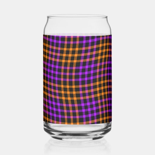 Purple Orange Plaid Checker Seamless Pattern Blikvorm Glas (Achterkant)