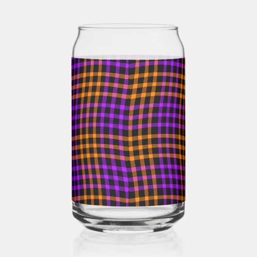 Purple Orange Plaid Checker Seamless Pattern Blikvorm Glas (Rechts)