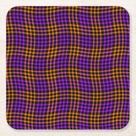 Purple Orange Plaid Checker Seamless Pattern Kartonnen Onderzetters