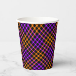 Purple Orange Plaid Checker Seamless Pattern Papieren Bekers