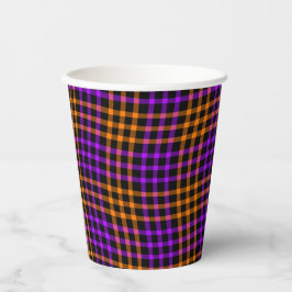 Purple Orange Plaid Checker Seamless Pattern Papieren Bekers
